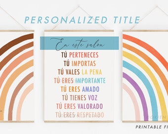 Spanish Diversity Rainbow Print Set: Bilingual Classroom Decor (Digital Download)