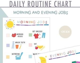 Kids Morning & Bedtime Routine Chart: Printable Chore Chart (JPEG)
