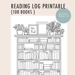 Book List, Goodnotes planner, Bookshelf, Books To Read, Reading log, 100 Books To Read, reading log, coloring, digital planner, printable