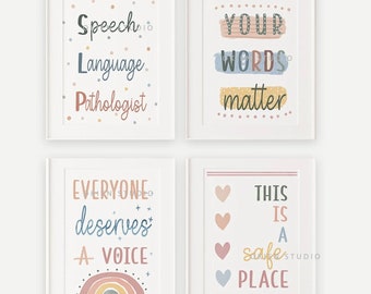 Speech Therapy Office Decor Prints: Safe Space, Voice Matters (Digital Download)