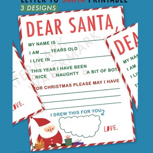 Letter to Santa, Santa Letter, Christmas Wish List,  Kids Christmas List, Dear Santa letter printable, Christmas letter template, kids