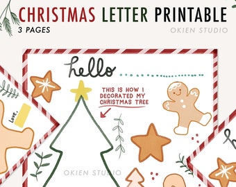 Penpal letter, Christmas letter, Kids Pen Pal Printable, Letter Templates Christmas Printable, letter stationary, classmate mail, friendship