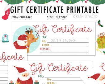 Christmas Gift Certificate Template, Christmas printable, Gift Voucher, Christmas Gift Certificate template, santa gift cert, Christmas gift