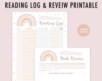 Rainbow Reading Log, Book Review Template, HomeSchool Reading, Rainbow Book Club, book rating, Reading Chart,Reading List, Kids Activities