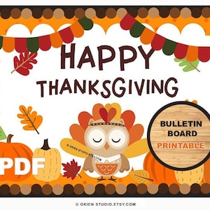 Thanksgiving Bulletin Board Kit, Fall Bulletin Board Kit, gratitude tree printable, School Bulletin Board Decor, turkey classroom, PDF