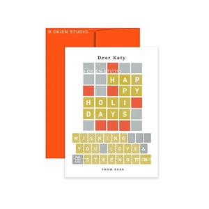 Cartão de Natal Wordle para impressão, modelo de cartão de Natal personalizado, cartão de Natal editável em PDF, cartão de boas festas, presentes Wordle, tendência