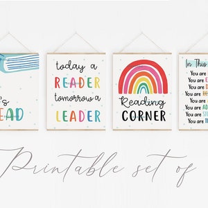 Rainbow Reading Corner sign, Positive Affirmations, homeschool wall decor, teacher classroom, In this classroom, In this Room, Playroom sign