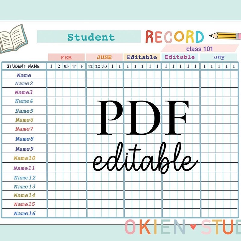 Attendance Record Template - Etsy