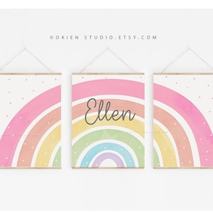 Regenbogen Wandtattoo Mädchen, Mädchenzimmer Dekor, Boho Kinderzimmer Dekor, Mädchen, Aquarell Regenbogen, Pastell Regenbogen, DIGITAL