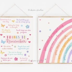 Pastel Rainbow Wall Art: Positive Affirmations Print Set (Digital Download)