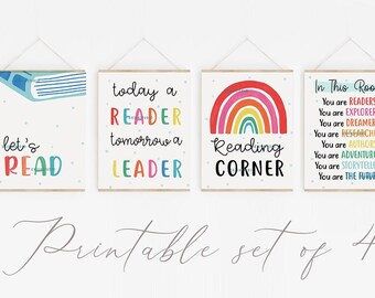 Rainbow Reading Corner Sign: Homeschool Classroom Decor (Digital Download)