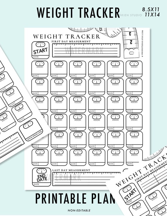 Weight Loss Tracker Digital, Weight Watchers Tracker, Weight Scale Planner,  Cute Fitness Planner, Exercise Tracker, Weight Journal Printable 