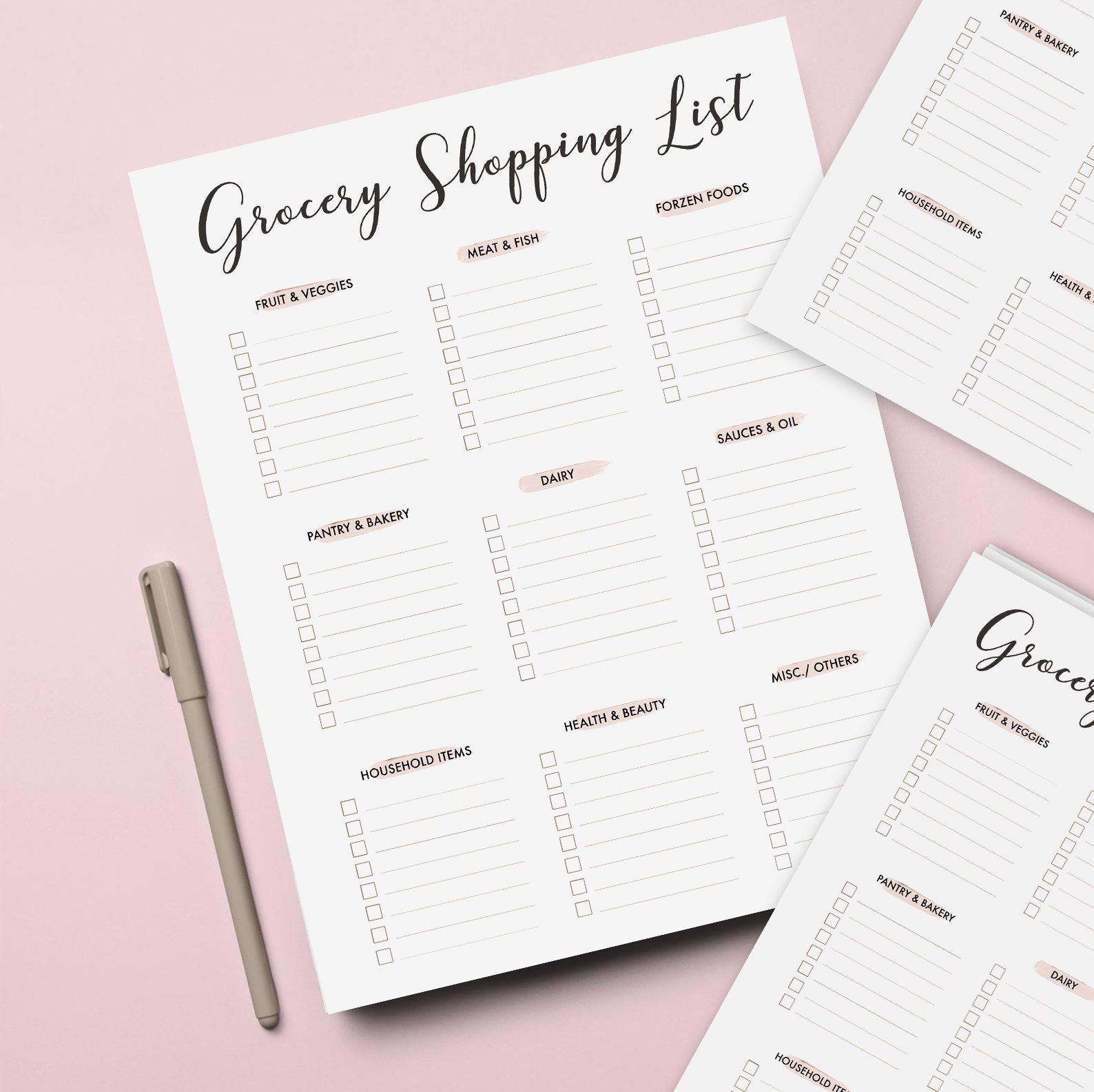 grocery shopping list kitchen pad printable meal prep food