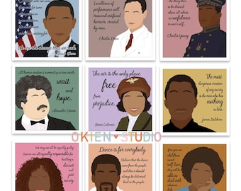 Conjunto de 9 retratos de la historia afroamericana: impresiones artísticas con citas inspiradoras (descarga digital)