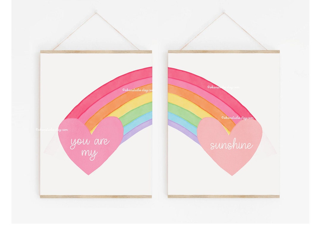 You Are My Sunshine Big Rainbow Sister Bedroom Wall Art Etsy