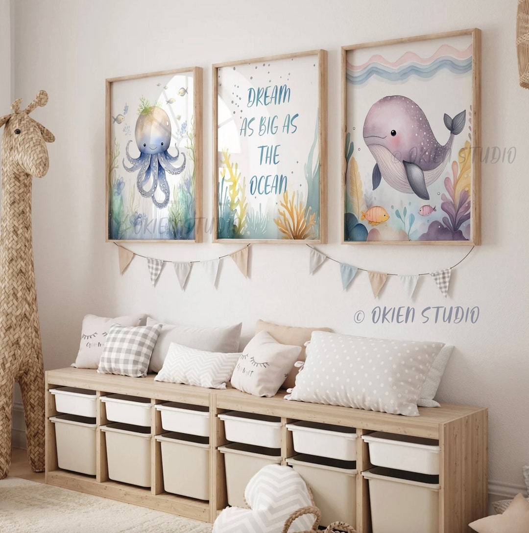 Ocean Themed Nursery Prints Set of 3, Sea Nursery Decor, Under the Sea ...