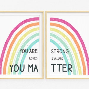 Rainbow Poster, Classroom printable, positive affirmations printable, You Matter, nursery room, rainbow wall art printable, kids wall art