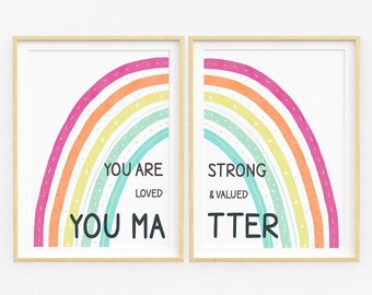Rainbow Positive Affirmations Poster: Kids Room Wall Art (Digital Download)