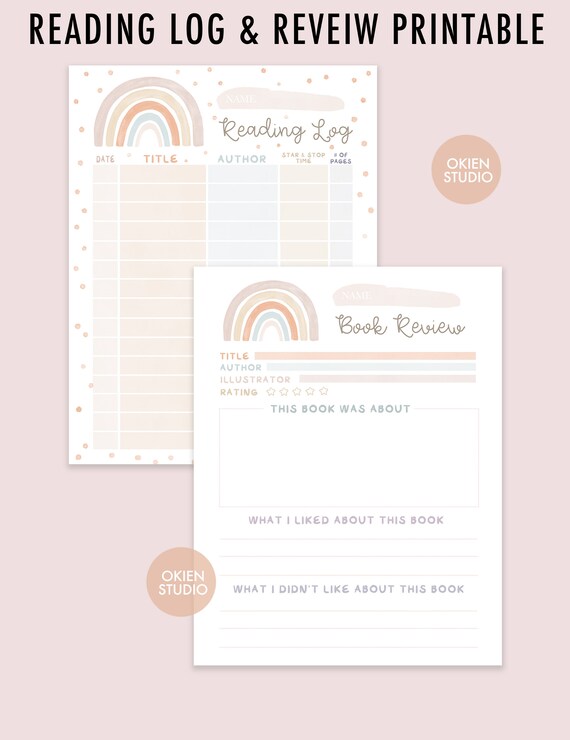 Rainbow Reading Log & Book Review Template (Digital Download)