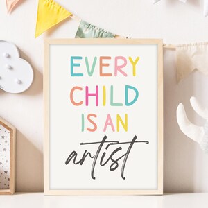 Every Child is an Artist Printable, Kids Wall Art for Girls, Happy Wall ...