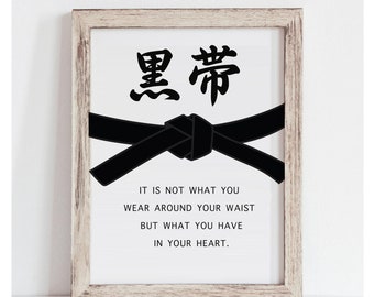 Black Belt Karate Druck: Japanisch & Englisch als Dojo Dekor (Digitaler Download)
