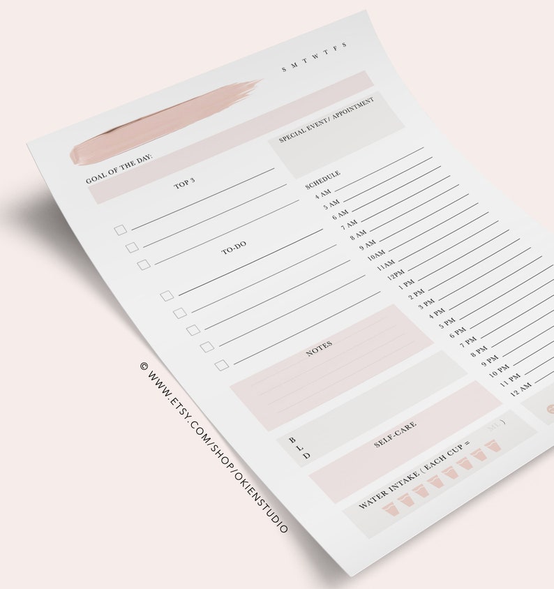 Day Plan Printable Daily Planner 365 Daily Plan Productive Etsy