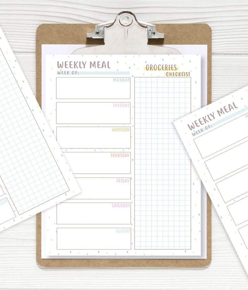 Weekly Meal Planner Printable Goodnotes Planner Basic Meal Etsy