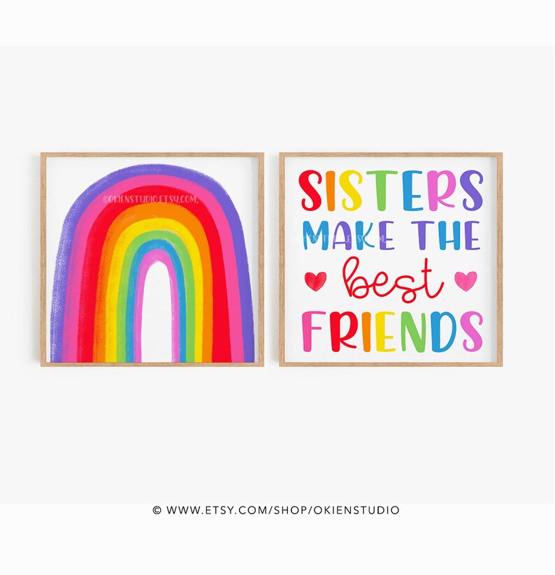 Sisters Room Decor Girl Room Wall Art Girls Playroom Art Etsy