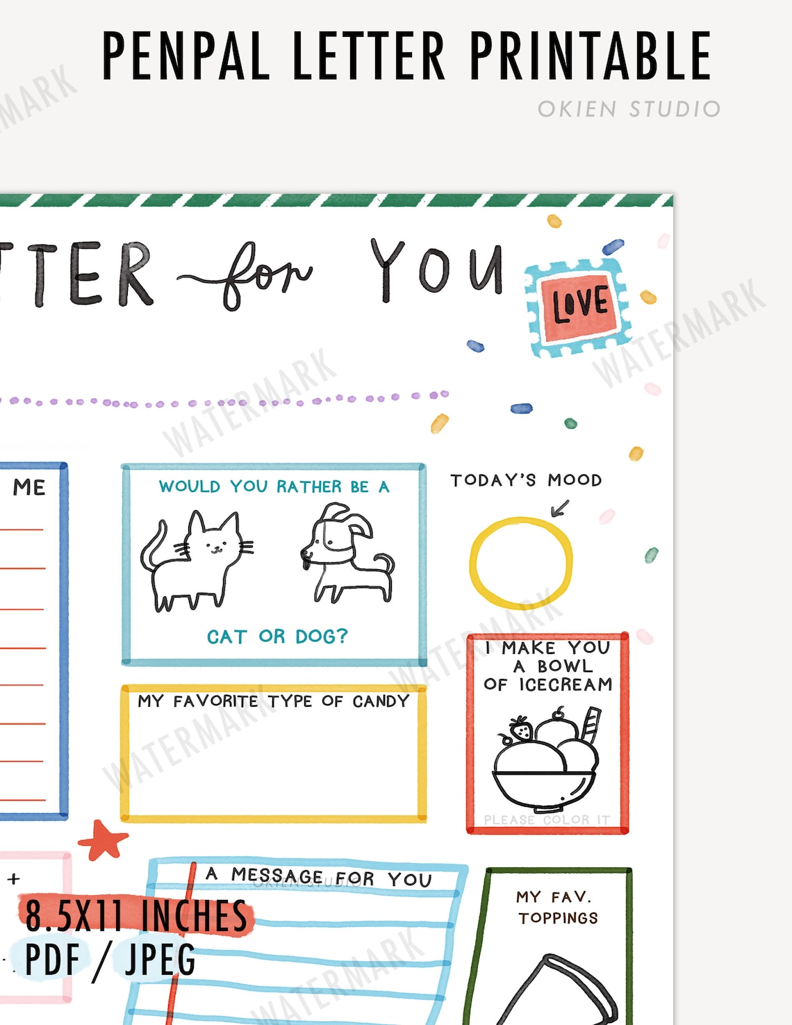 Kids Pen Pal Printable Letter Templates for Kids Letter | Etsy