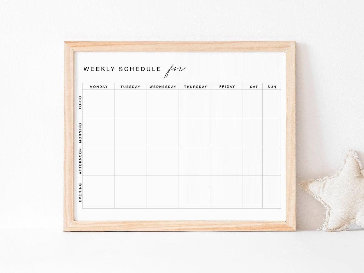Weekly Schedule Printable School Timetable Minimalist Chart - Etsy