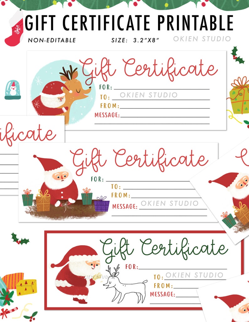 Christmas Santa Gift Certificate Template for Kids Gift | Etsy