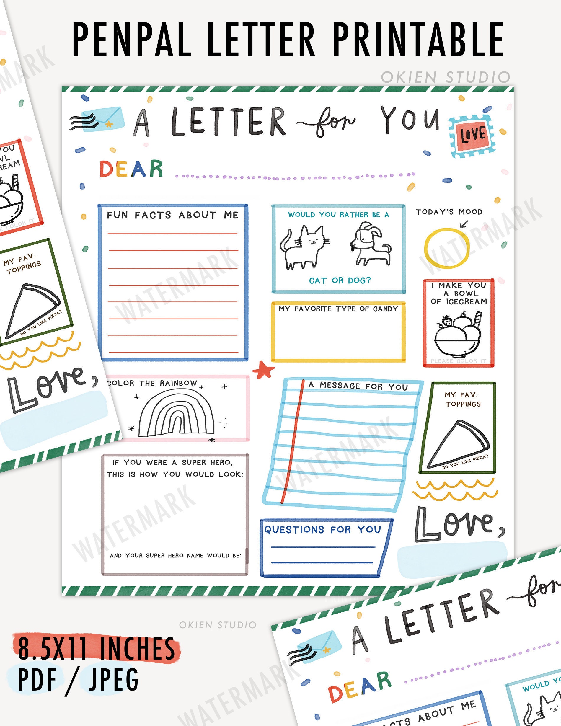 Pen pal stationery samples