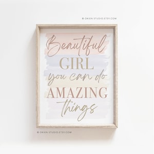 Beautiful Girl You Can Do Amazing Things, Affirmation wall art, Positive Affirmation, girls nursery room, boho wall art, boho girl nursery