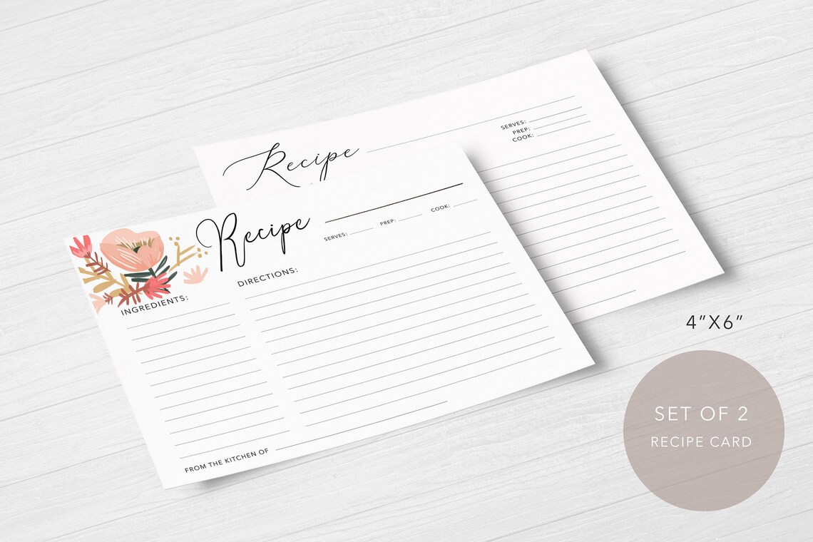 Printable Recipe Card Minimal Recipe Card Clean Recipe | Etsy