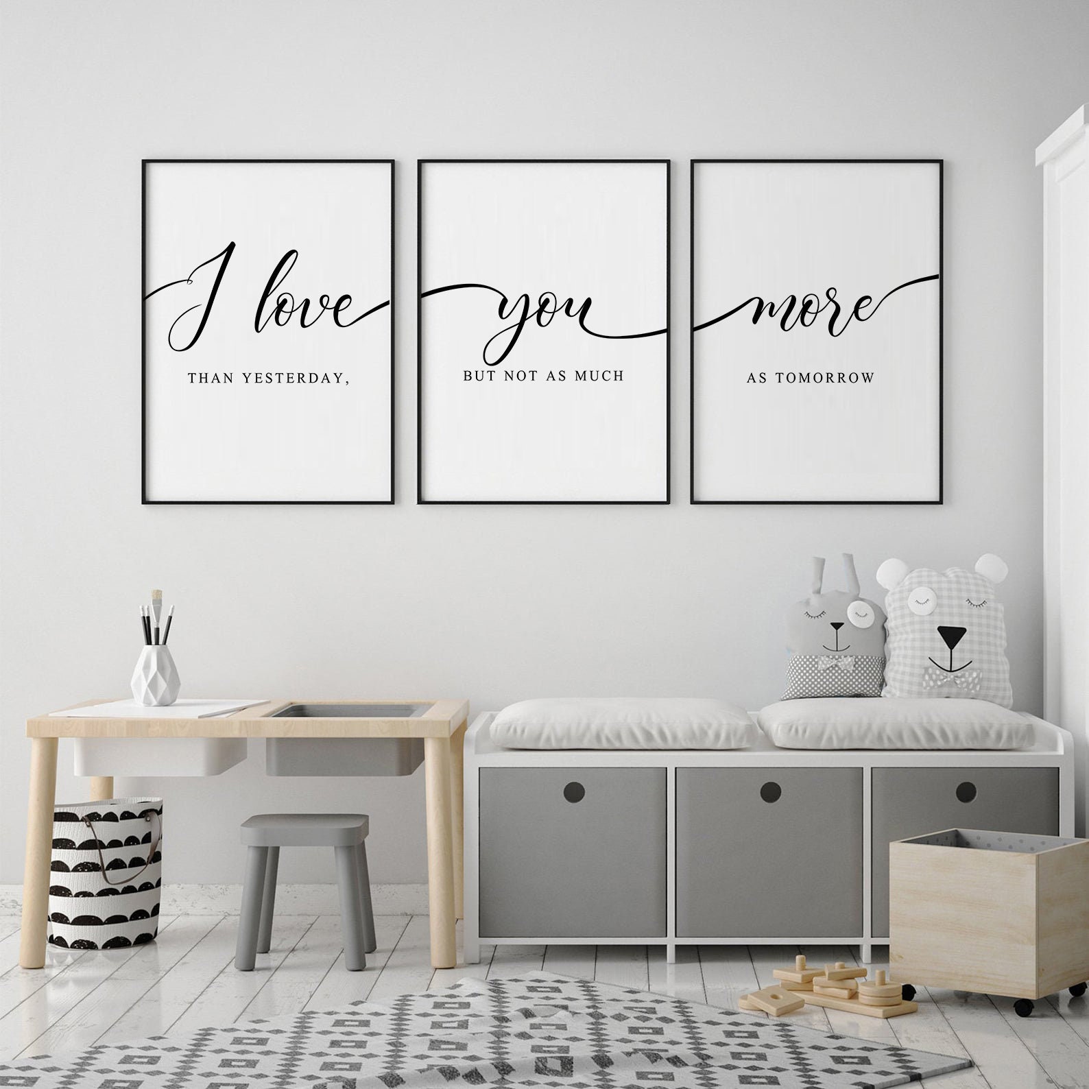 I Love You More Wall Art: Minimalist Calligraphy Print Set (digital ...