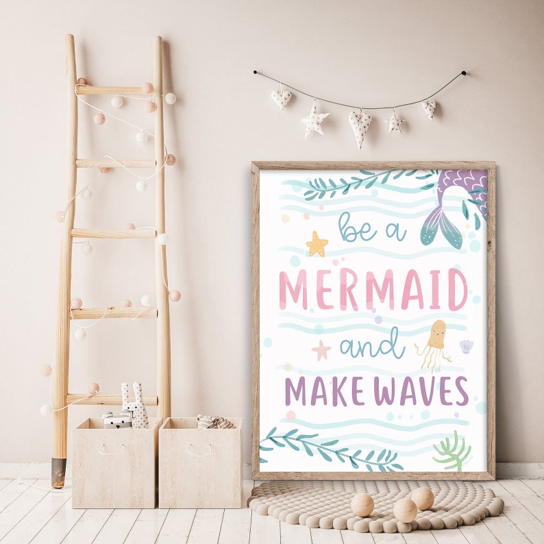 Mermaid Wall Decor Mermaid Print Mermaid Poster Mermaid Etsy