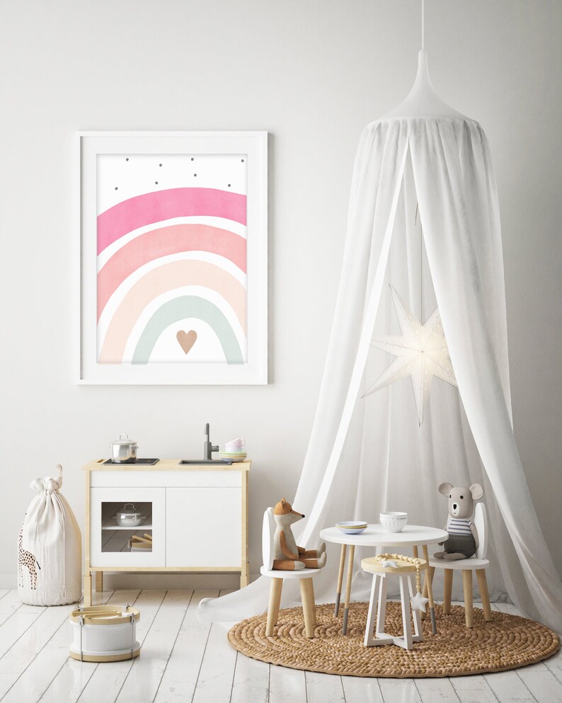 Pink Rainbow Wall Art Girl Room Decor Custom Name Sign Boho Etsy