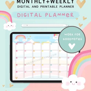 Rainbow Clouds Weekly and Monthly Planner Set (digital Download) - Etsy