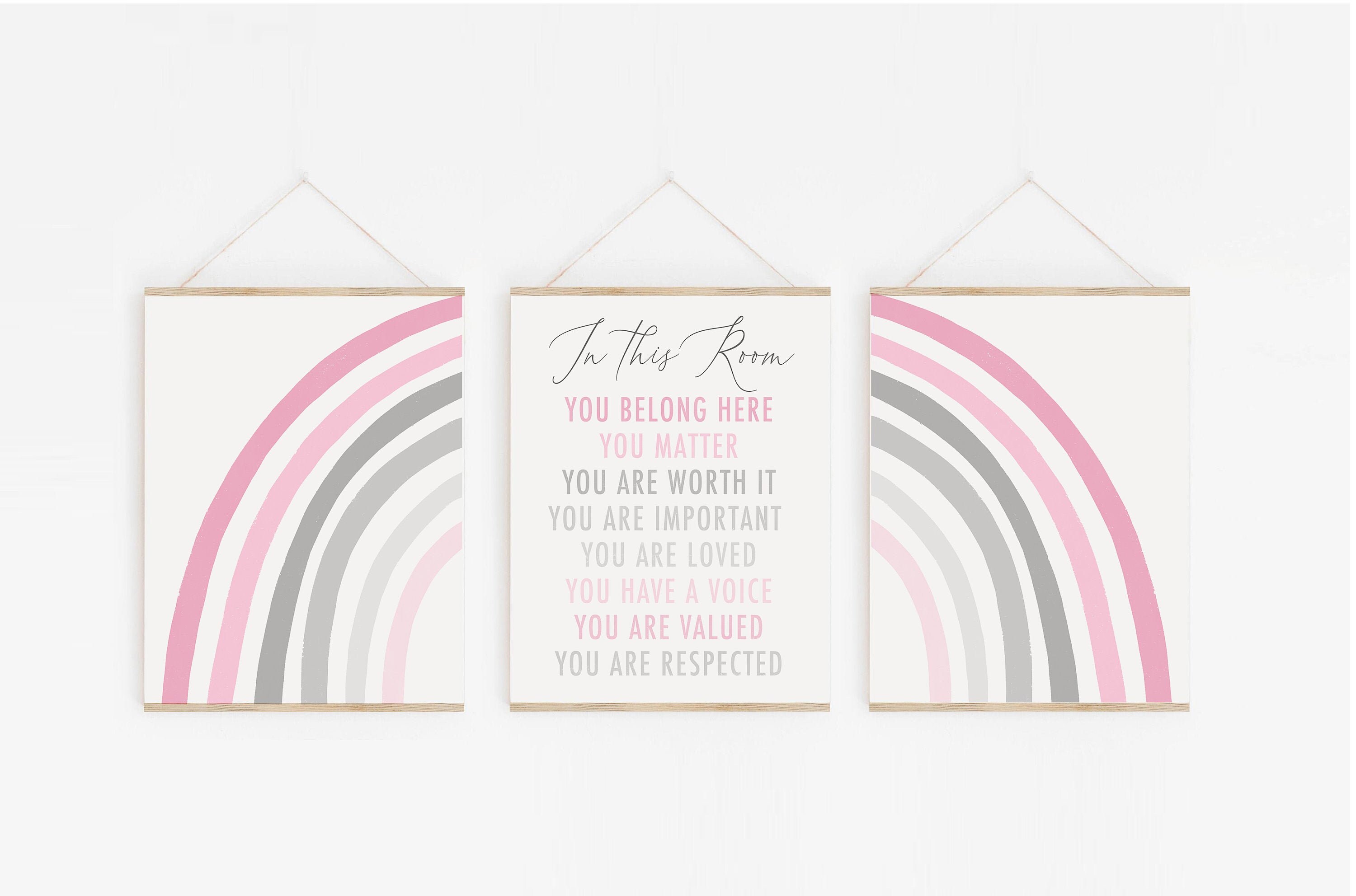 Printable wall art Positive affirmations wall art pink and | Etsy