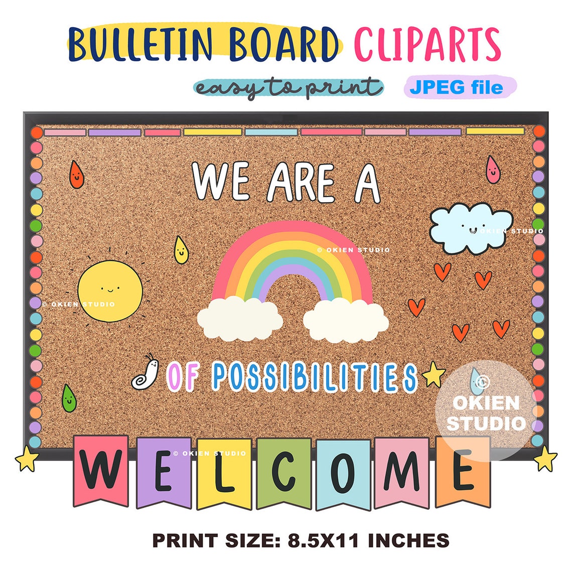Rainbow Bulletin Board Classroom Decoration Teacher Etsy