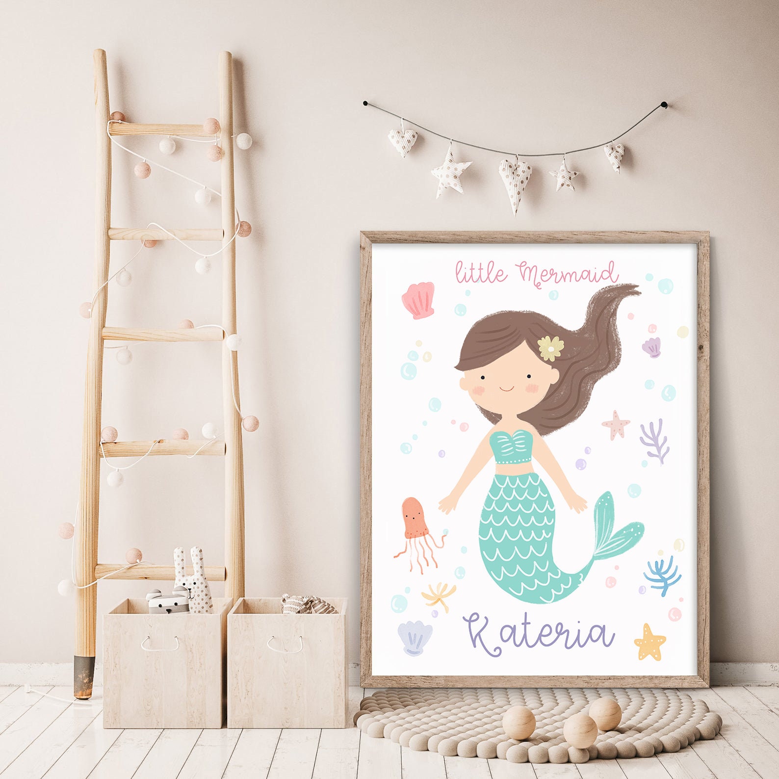 Custom Mermaid Name Print: Nursery Wall Art (digital Download) - Etsy