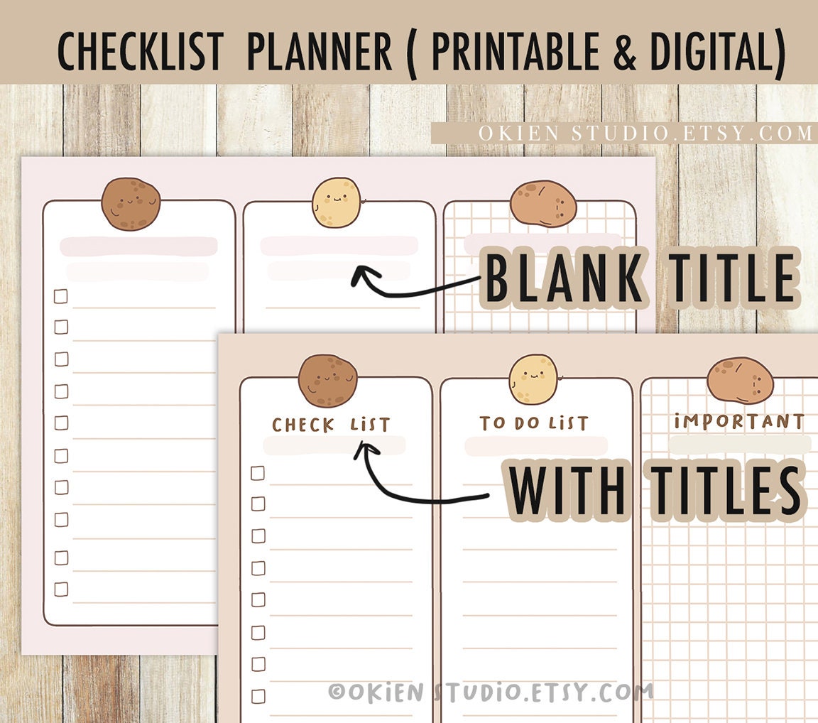 Potato Weekly Planner Printable Weekly Planner Budget - Etsy