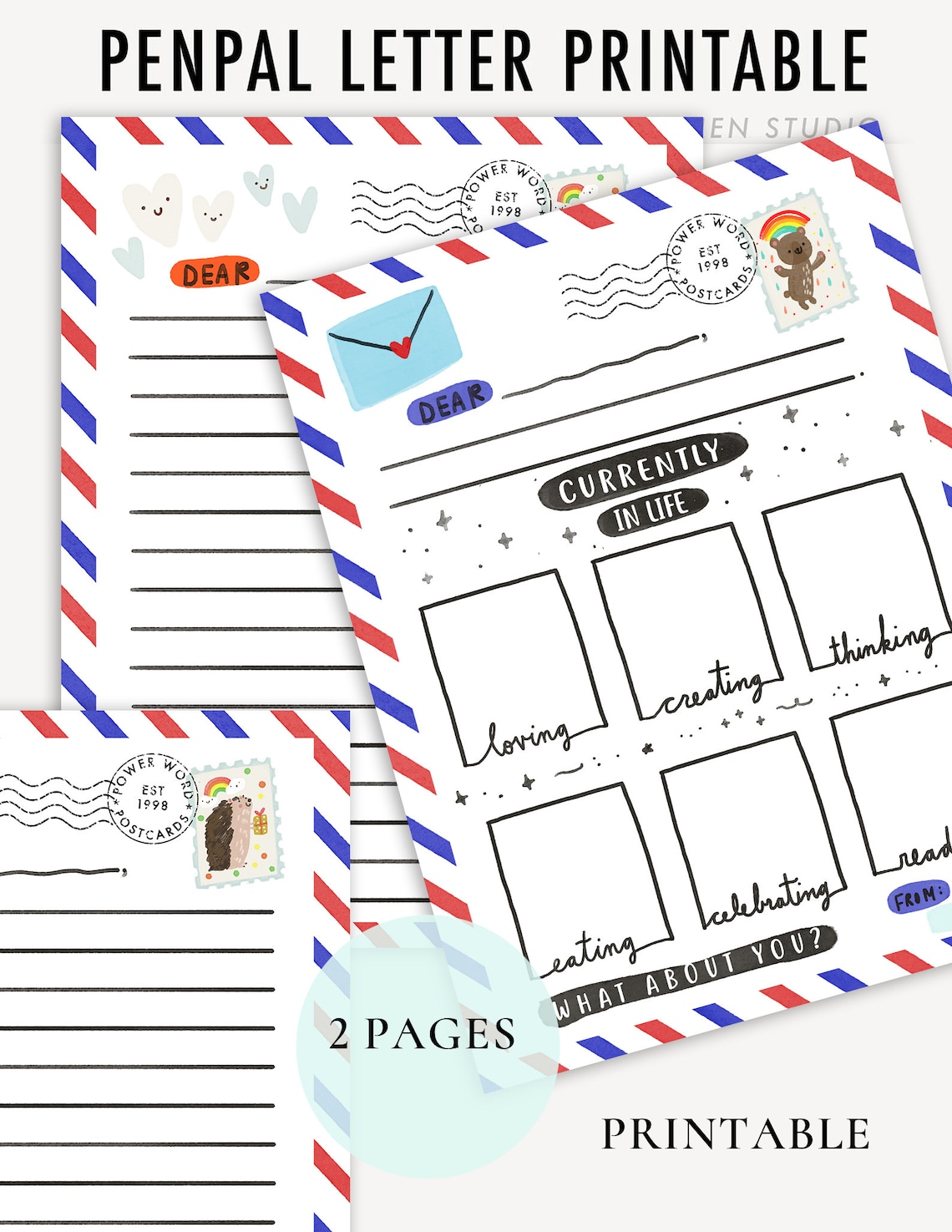 Kids Pen Pal Printable Letter Templates for Kids Letter Etsy Kids Pen Pal Printable Letter Templates for Kids Letter Etsy