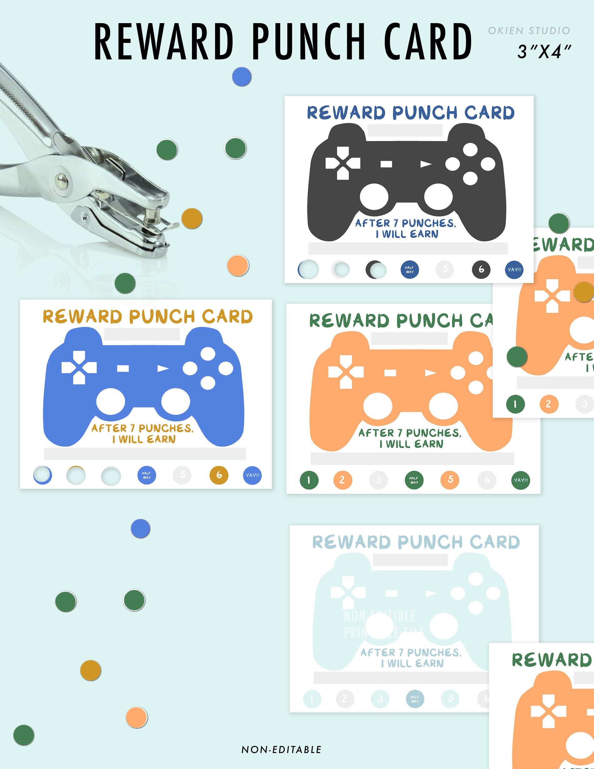 DIY Editable Reward Punch Cards, Templates, Add a School Logo or