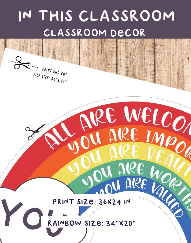 Welcome To Our Classroom, Boho Classroom Decor, Classroom Sign, Rainbow Wall Decor, Back To School, Teacher Gift, School Wall Art, Classroom Print