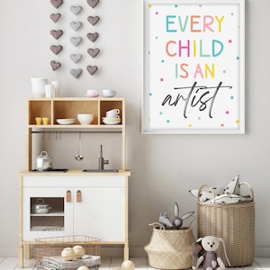 Every Child is an Artist Printable, Kids Wall Art for Girls, Happy Wall ...