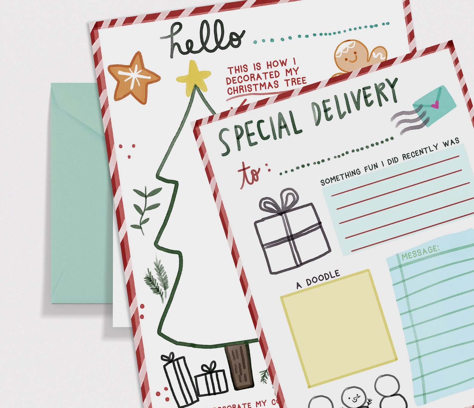 Christmas Letter, Kids Pen Pal Printable, Letter Templates Christmas