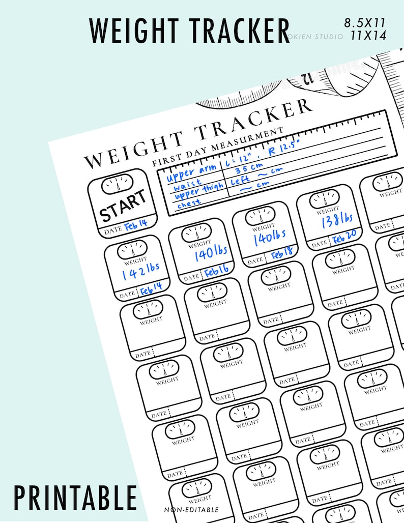 Weight Tracker Printable Weight Loss Tracker Goodnotes Etsy