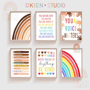 Diversity Inclusion Classroom Art Prints: Rainbow Quote Posters (Digital Download)