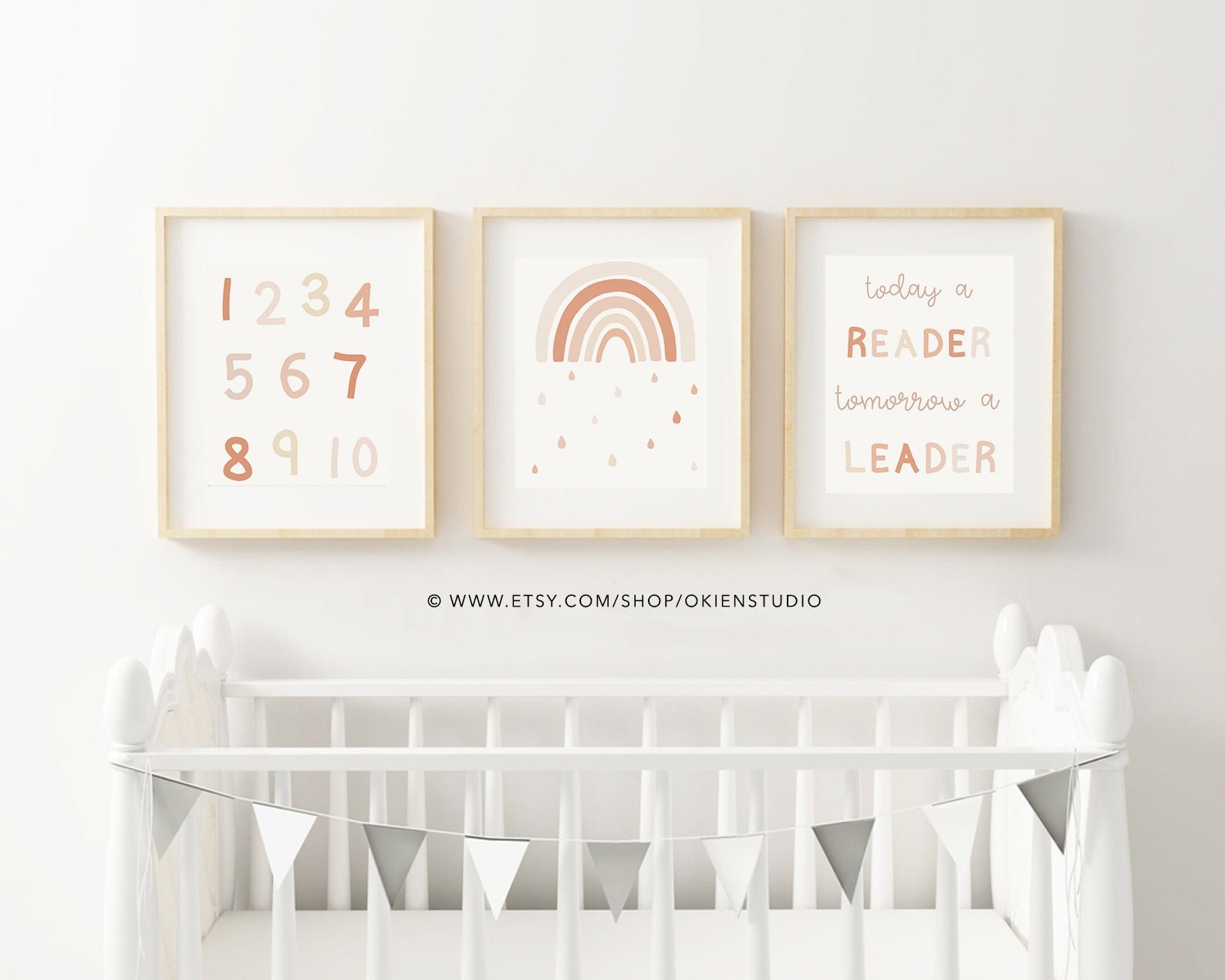 Set of 3 rainbow nursery wall art printable nursery set | Etsy